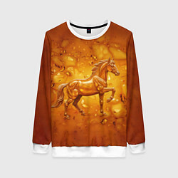 Свитшот женский Лошадь из желтого янтаря, цвет: 3D-белый