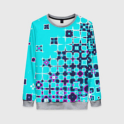 Свитшот женский Геометрическая метаморфоза на бирюзе, цвет: 3D-меланж