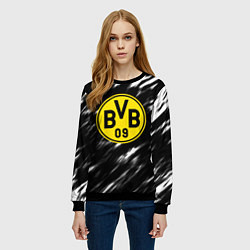 Свитшот женский Borussia штрихи красок текстура, цвет: 3D-черный — фото 2