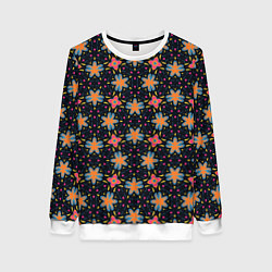 Свитшот женский Цветочно-геометрический узор, цвет: 3D-белый