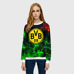 Свитшот женский Borussia красно зеленый огонь, цвет: 3D-белый — фото 2