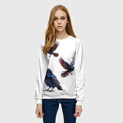 Свитшот женский Вороны, цвет: 3D-белый — фото 2