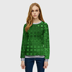 Свитшот женский Текстура изумрудное мерцание, цвет: 3D-меланж — фото 2