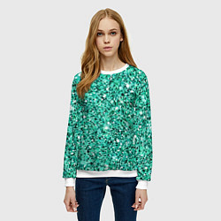 Свитшот женский Нефритовый зелёный текстура крошки крапинки, цвет: 3D-белый — фото 2