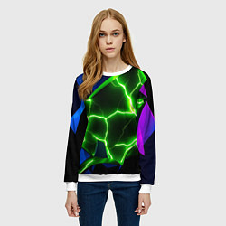 Свитшот женский Neon green glow, цвет: 3D-белый — фото 2