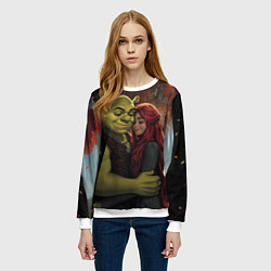 Свитшот женский Шрек и принцесса Фиона, цвет: 3D-белый — фото 2