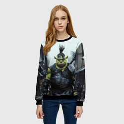Свитшот женский Шрек панк в доспехах, цвет: 3D-черный — фото 2