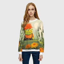 Свитшот женский Маленький Шрек с рыжими волосами, цвет: 3D-белый — фото 2