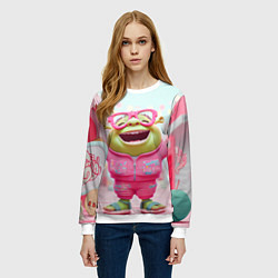 Свитшот женский Маленький Шрек в розовом, цвет: 3D-белый — фото 2