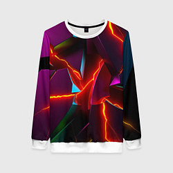 Свитшот женский Fractures multicolored tiles, цвет: 3D-белый