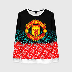 Свитшот женский Манчестер Юнайтед ниндзя паттерн, цвет: 3D-белый