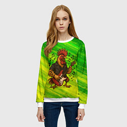 Свитшот женский Петух гитарист, цвет: 3D-белый — фото 2