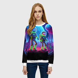 Свитшот женский Рик и Морти на сказочной неоновой планете, цвет: 3D-белый — фото 2