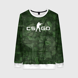 Свитшот женский Эмблема CS GO на камуфляжном фоне, цвет: 3D-белый