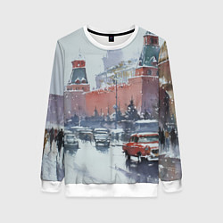 Свитшот женский Старинная Москва - новый год, цвет: 3D-белый