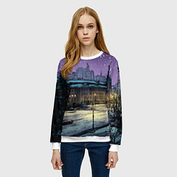 Свитшот женский Ночь в новогодней Москве, цвет: 3D-белый — фото 2