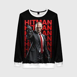 Свитшот женский Хитман с пистолетом, цвет: 3D-белый