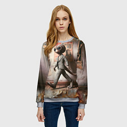 Свитшот женский Пришелец в костюме в полосочку, цвет: 3D-меланж — фото 2