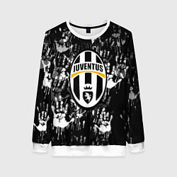 Свитшот женский Ювентус текстура руки краски, цвет: 3D-белый