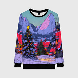 Женский свитшот Новогодние елки в горном городке