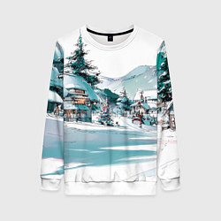 Женский свитшот Дома и елки - Новый год