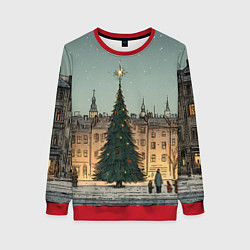 Женский свитшот Новогодняя елка во дворе