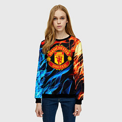 Свитшот женский Манчестер Юнайтед огонь битва, цвет: 3D-черный — фото 2