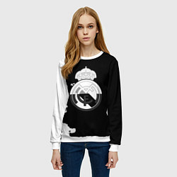 Свитшот женский Реал Мадрид черно белые краски, цвет: 3D-белый — фото 2