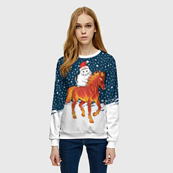 Свитшот женский Кот Бендер и огненный конь - 2026, цвет: 3D-белый — фото 2