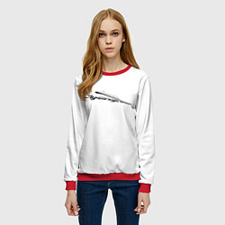 Свитшот женский Лучше поздно чем никогда бело-черный арт, цвет: 3D-красный — фото 2