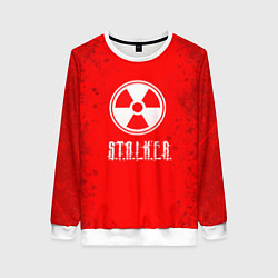 Свитшот женский Stalker - белое на красном, цвет: 3D-белый