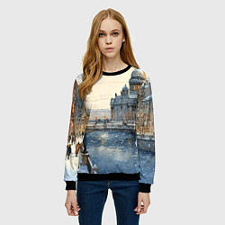 Свитшот женский Санкт-Петербург снежный день, цвет: 3D-черный — фото 2