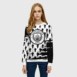 Свитшот женский Манчестер сити краски люди, цвет: 3D-белый — фото 2
