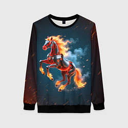 Женский свитшот Огненная лошадь киборг