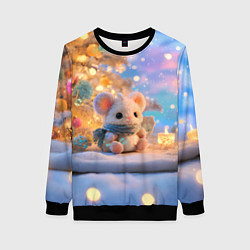 Свитшот женский Новогодняя милая мышка, цвет: 3D-черный