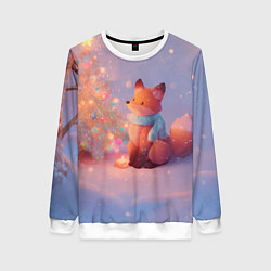 Свитшот женский Лисичка Новый год, цвет: 3D-белый