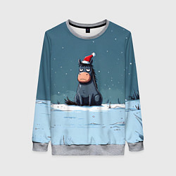 Свитшот женский Забавная новогодняя лошадка, цвет: 3D-меланж