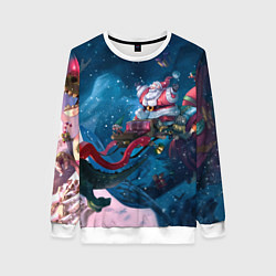 Женский свитшот Санта с динозавром