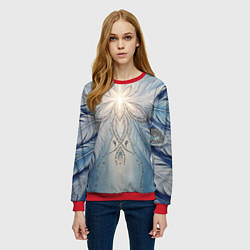Свитшот женский Ледяной перьевой орнамент со светом, цвет: 3D-красный — фото 2
