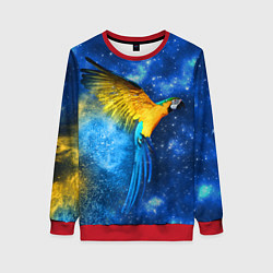 Свитшот женский Космический попугай, цвет: 3D-красный