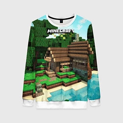 Свитшот женский Minecraft House, цвет: 3D-белый