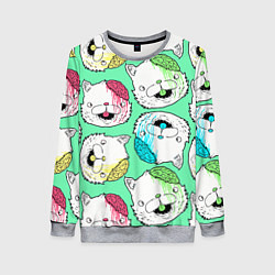 Свитшот женский Drop Dead: Kitty Heads, цвет: 3D-меланж