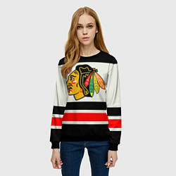 Свитшот женский Chicago Blackhawks, цвет: 3D-черный — фото 2