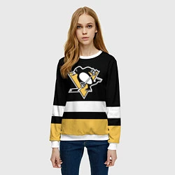 Свитшот женский Pittsburgh Penguins: Black, цвет: 3D-белый — фото 2