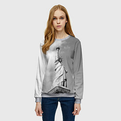 Свитшот женский Статуя Свободы, цвет: 3D-меланж — фото 2