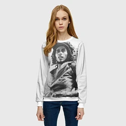 Свитшот женский Молодой Боб Марли, цвет: 3D-белый — фото 2