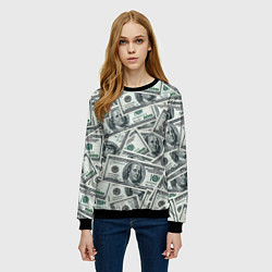 Свитшот женский Банкноты, цвет: 3D-черный — фото 2