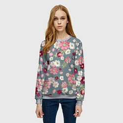 Свитшот женский Цветочки, цвет: 3D-меланж — фото 2