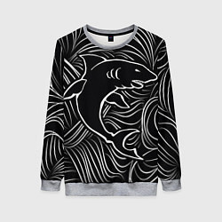 Свитшот женский Акула в в морской пучине, цвет: 3D-меланж