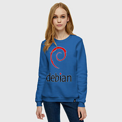Свитшот хлопковый женский Debian, цвет: синий — фото 2